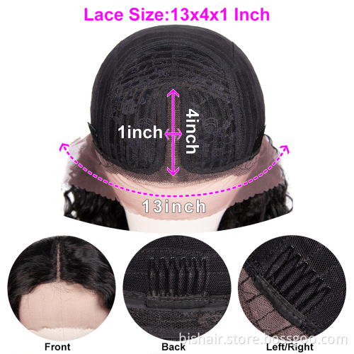 High-definition front lace 100% human hair wig pre-connected 150% density Brazilian straight hair T-shaped lace wig discount